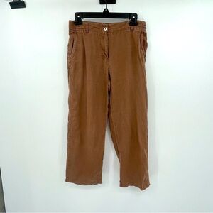 Alexandra Bartlett Linen Wide-Leg Pants – Brown, Size 2